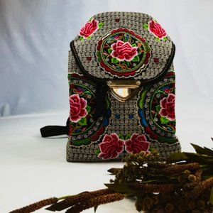 Unbranded Embroidered Multicolor Floral BOHO Hippie Backpack